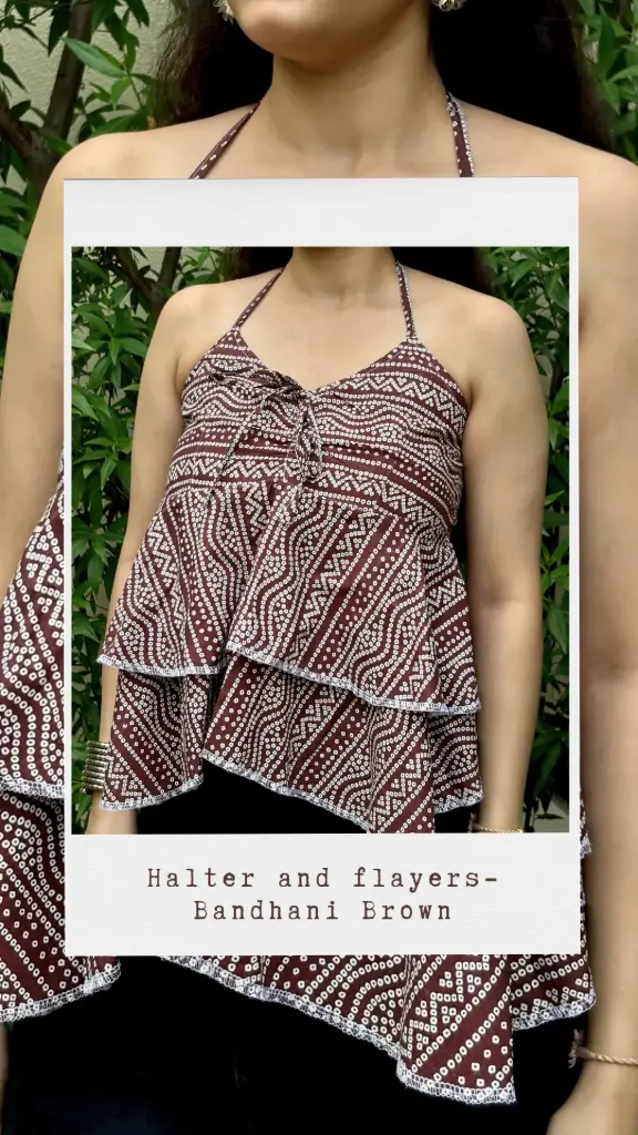 Halter & Flayer- Bandhani Brown